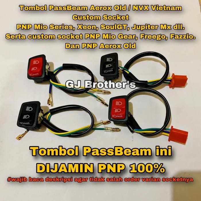 Tombol Pass Beam / PassBeam Aerox NVX Vietnam Custom Socket PNP Mio