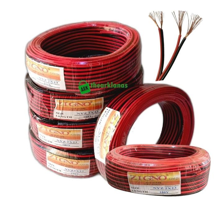 Kabel Listrik Serabut Merah Hitam NYZ 2 x 23 zigno 1 Roll