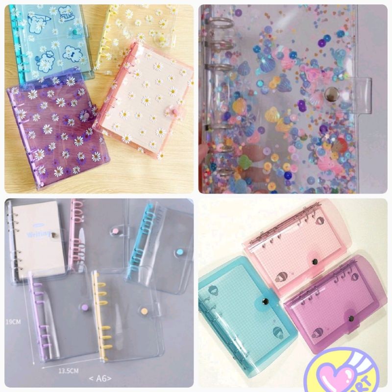 

Binder A6 , Sequin/ Manik, Daisy, Glitter, Ring Warna, Hitam, Bening, Diary, Jurnal, Binder