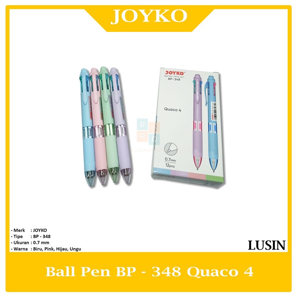 

Joyko Pulpen Pena BP-348 Quaco 4 0.7mm 4 In 1 Ball Pen Dijual Per Lusin