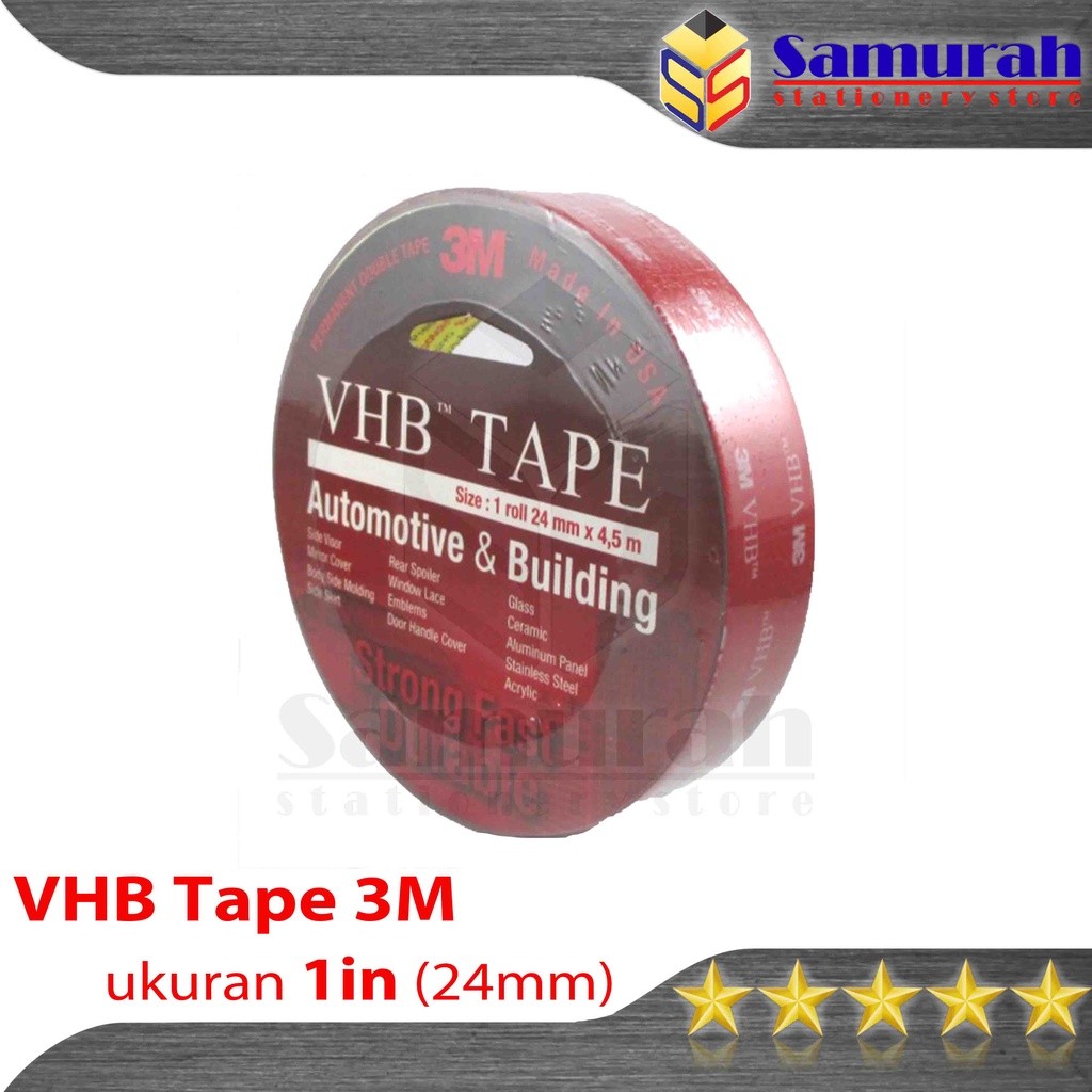 

Double Tape 3M VHB Lebar 24 mm / Foam VHB Tape 3 M - 1 Inch Panjang 4,5 Meter Automotive & Building