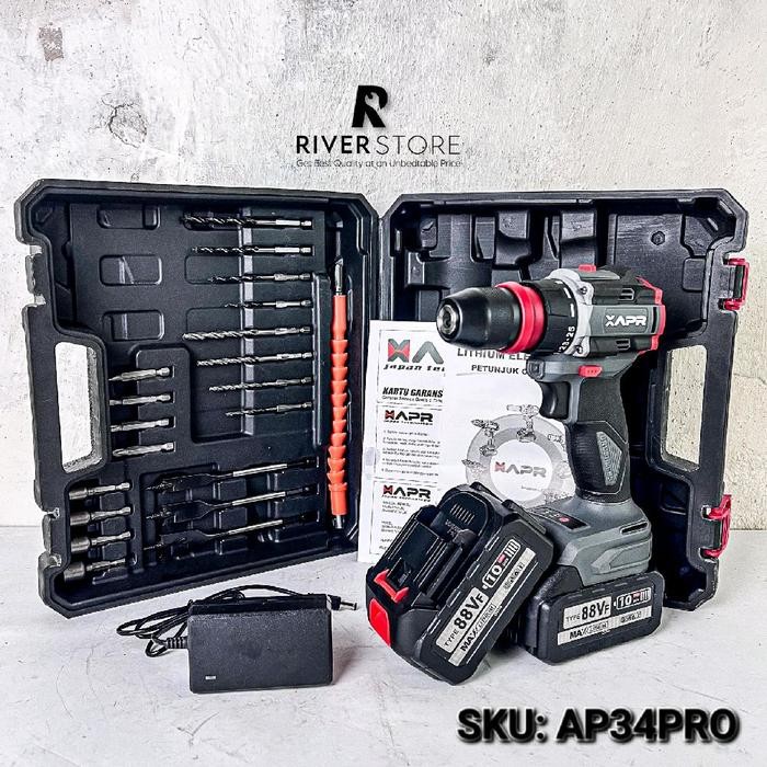 APR Raja Bor Brushless Type AP34 PRO Mesin Bor Impact Driver Sekrup Bisa Lepas Pasang Chuck Bor