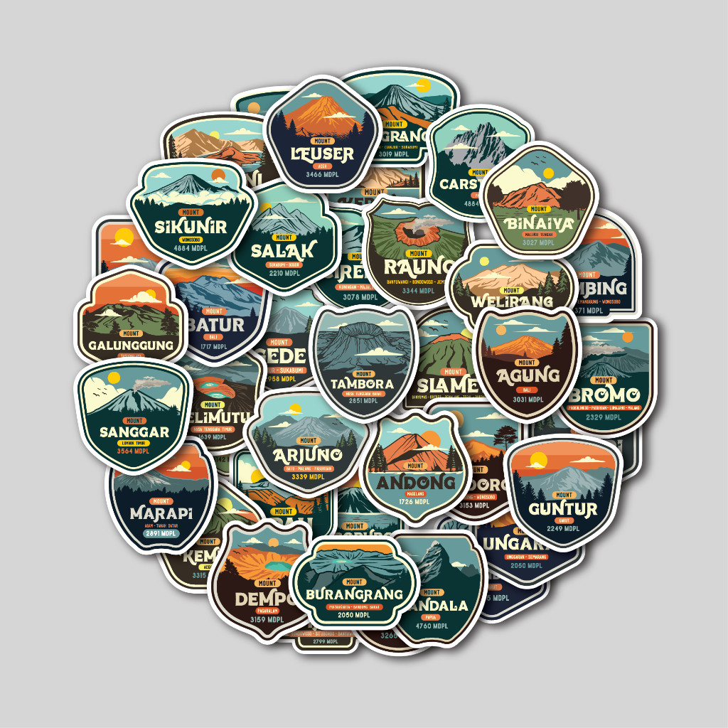 

UM1 STICKER PACK INDONESIA MOUNTAIN 2 STICKER GUNUNG INDONESIA STICKER TUMBLER STIKER LAPTOP KOPER