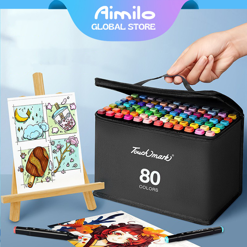 

[READY] Aimilo Spidol Warna Warni 1 Set Sketch Marker 2 Tip Touch Marker 48/60/80 Warna