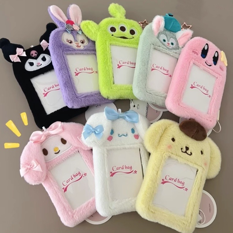 

Kawaii Sanrio Plush Card Holder Dengan Gantungan Kunci Kartun Kuromi Card Bag idol Photocard