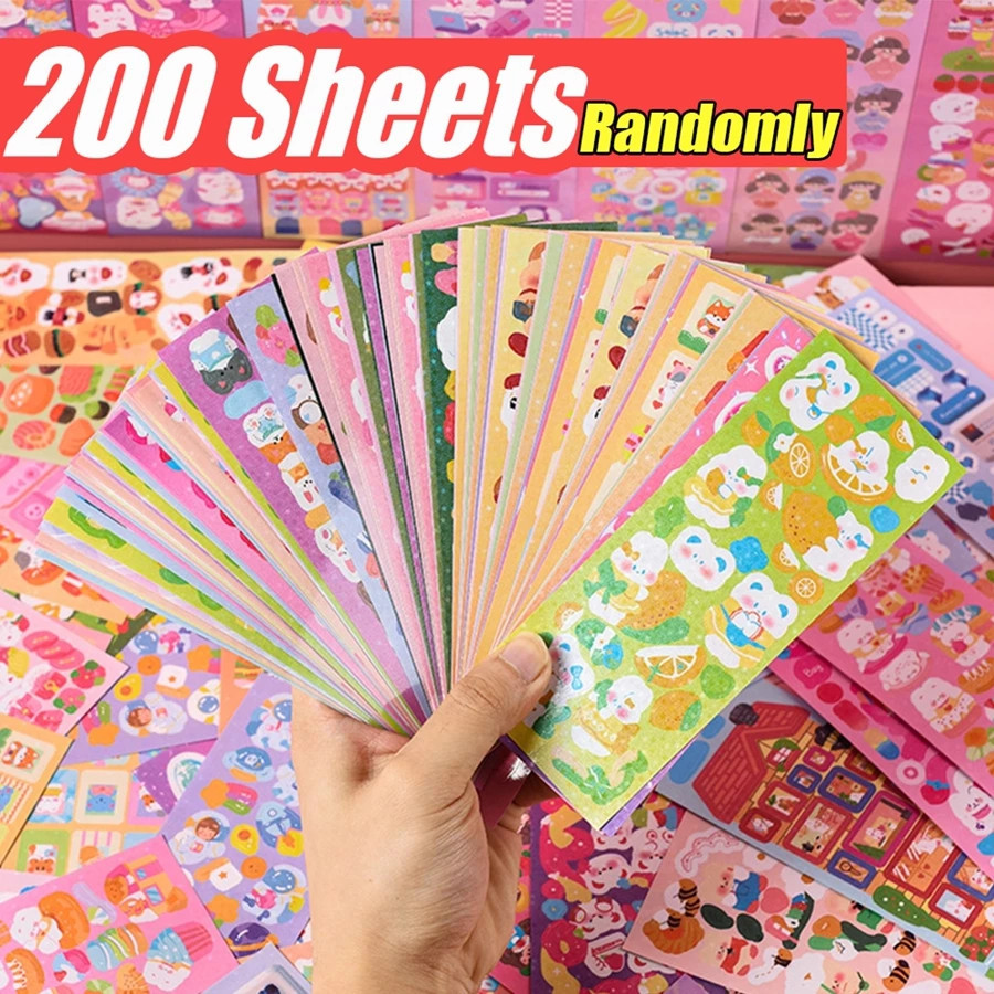 

UM1 [COD] 200 lembar/100 lembar/50 lembar Berbagai Kartun Shiny Stiker Set Mahasiswa Hias DIY Bahan