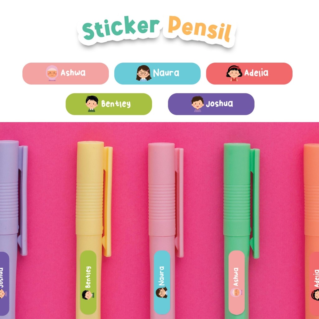 

UM1 Stiker Label Nama Pensil Wateroof, Stiker Nama Ukuran Kecil