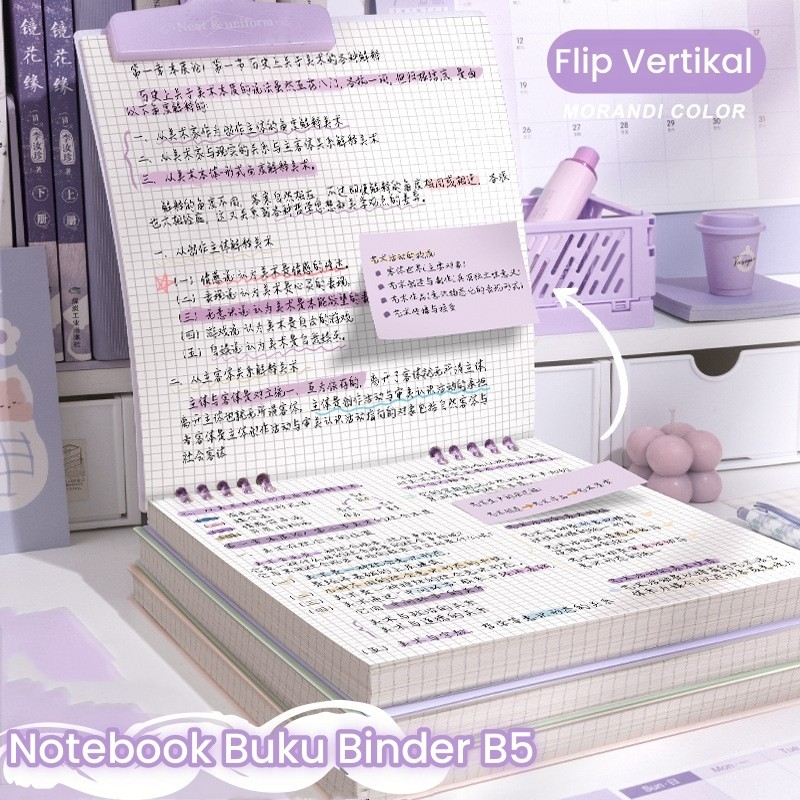 

UM1 READY Notebook Buku Binder B5/Notebook Warna Gradasi Buku B5 Flip Vertikal/Tulis Sekolah Buku