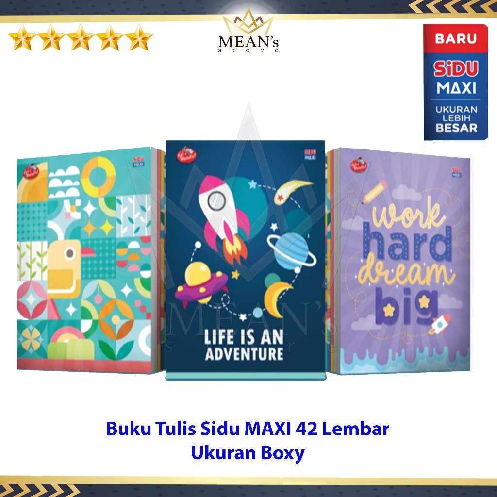

UM1 Buku Tulis Sidu Maxi 42 Lembar / Ukuran Boxy 1 Pack Isi 5 Buku