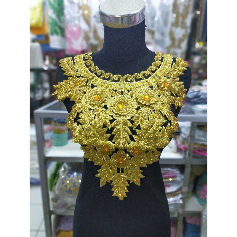 Renda Bordir Kerah Melingkar Full Payet