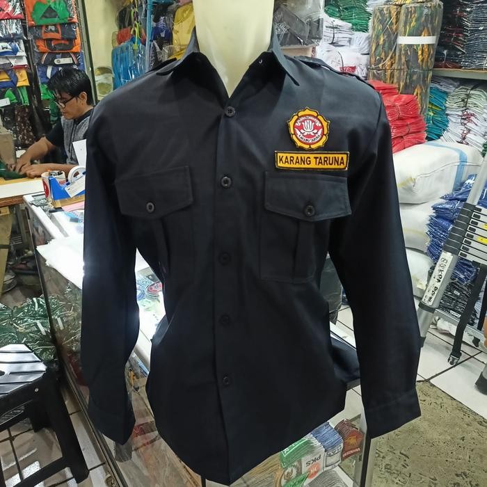 Promo Kemeja Karang Taruna Hitam/Putih Panjang,Seragam Pdh/Pdl Karang Taruna Original