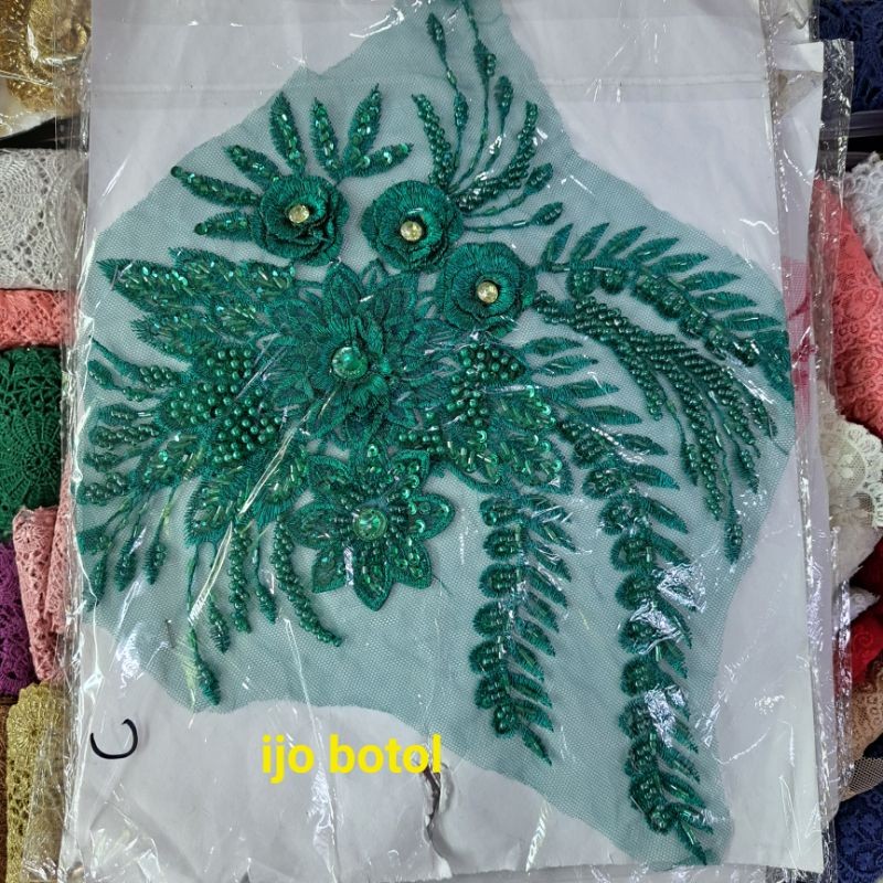 bunga bordir tempelan payett mewah/bunga aplikasi payet 3D/buat di tempal sana sini