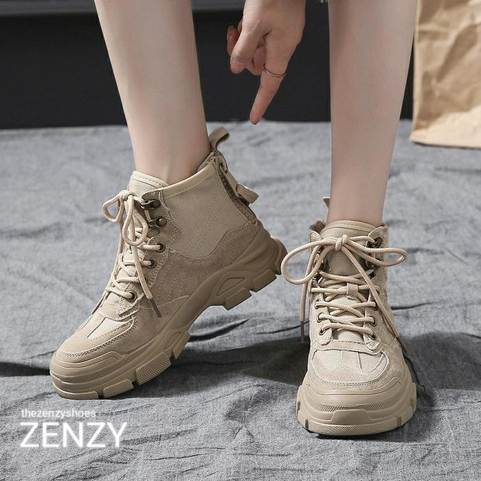 U7M TZS ZENZY TIMO BOOTS KOREA DESIGN - SEPATU BOOTS WANITA - SEPATU BOOTS KOREA FASHON CEWEK CANVAS