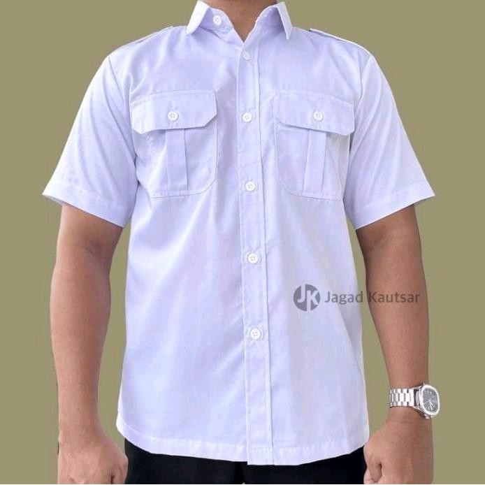 Promo Seragam Dinas Pdh Putih Pria Lengan Pendek Bahan American Drill Baju Pdh Pria Best Quality