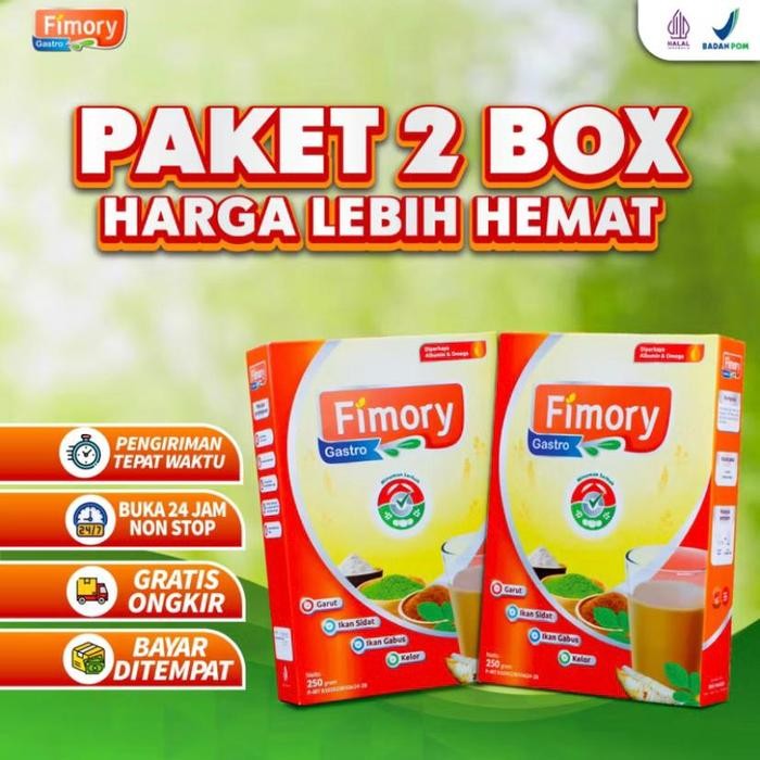 

EatFr3sh- PAKET HEMAT 2 BOX FIMORY GASTRO ASLI untuk Lambung , Maag, Gerd 500gr BPOM dan HALAL MUI
