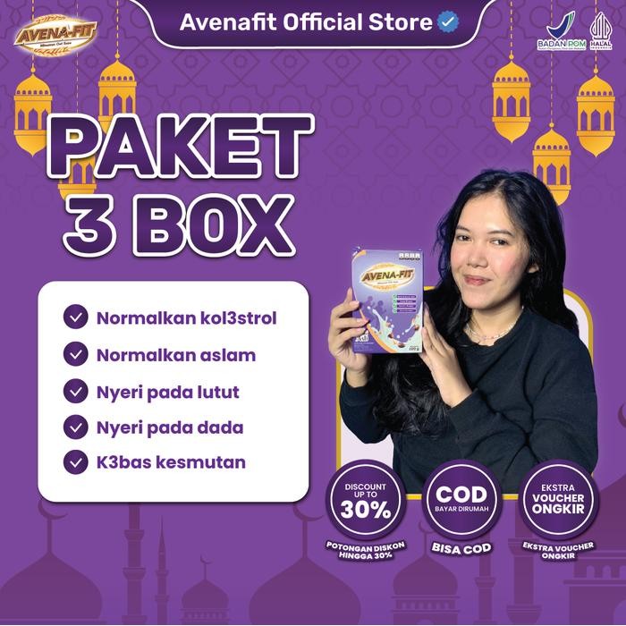

EatFr3sh- Avenafit 3 Box Susu Oatmeal Sereal Kurma Original Asli Sudah BPOM dan Halal MUI Bisa COD