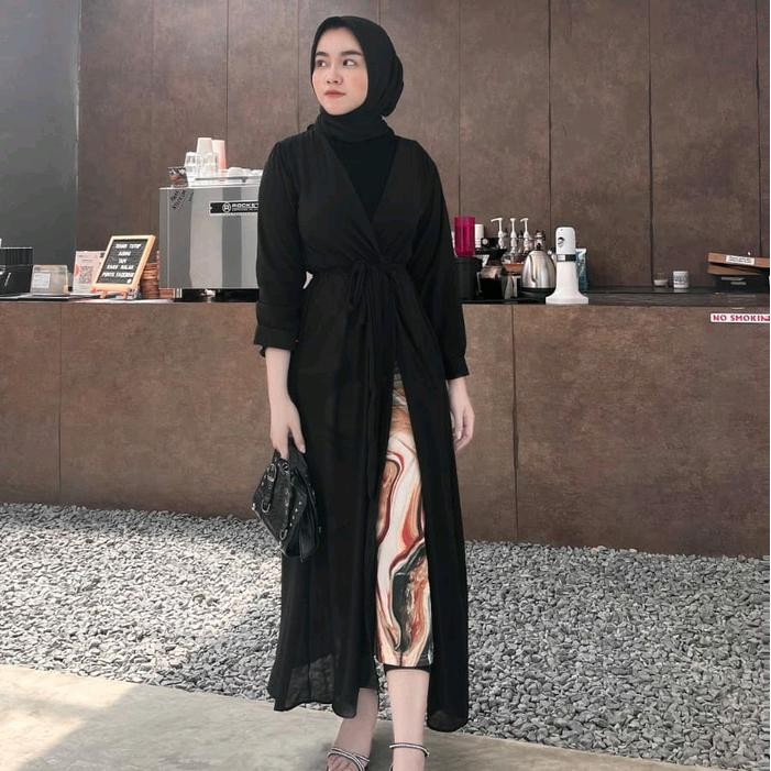 Hijmi- Clara outer ceruty/ Long Dress Polos gamis