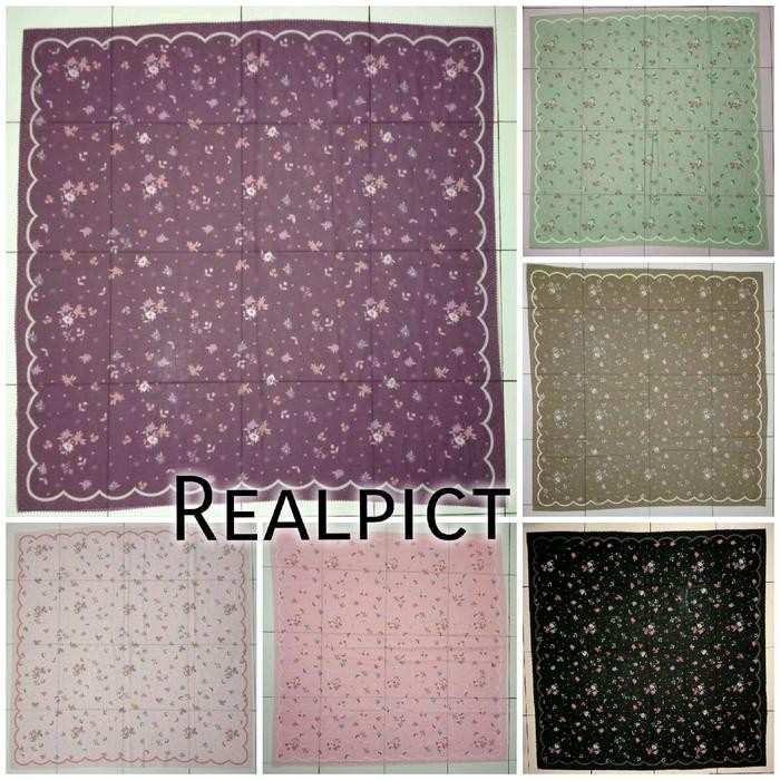 cantikk- Hijab Segiempat Motif Lily Warna Lavender Sage Pink Black Olive