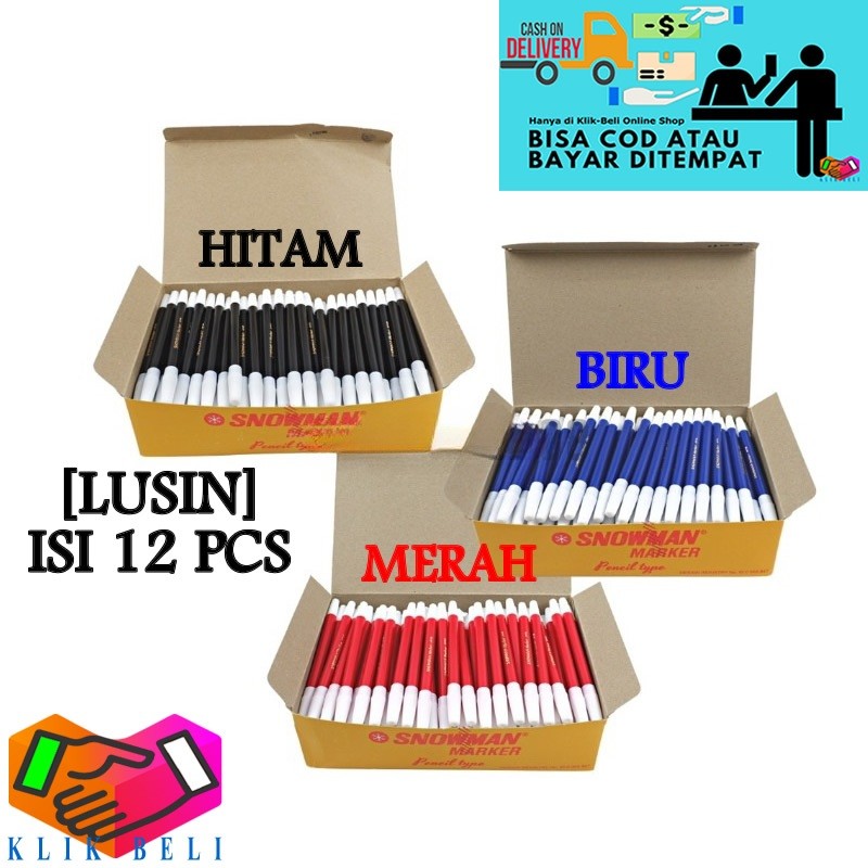 

UM1 [LUSIN] Spidol Snowman Marker Pencil PW-1A Spidol Warna Permanen - 12 Pcs