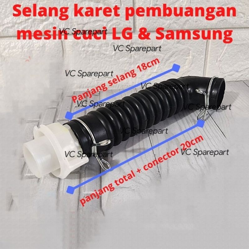 Selang karet drain dalam mesin cuci LG 1 Tabung Turbo drum