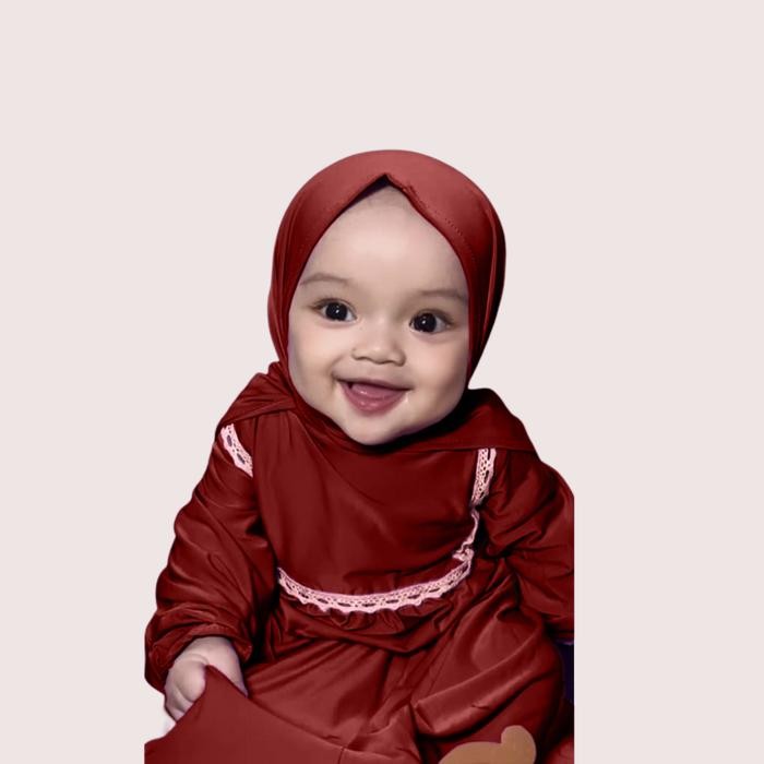 Hayya- Gamis bayi perempuan newborn aqila 0-2tahun Muslim Nyaman