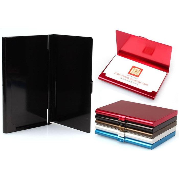 

No.OneBest- Kotak Tempat Kartu Nama Aluminium Polos Hitam Dompet Wadah Card Simpel