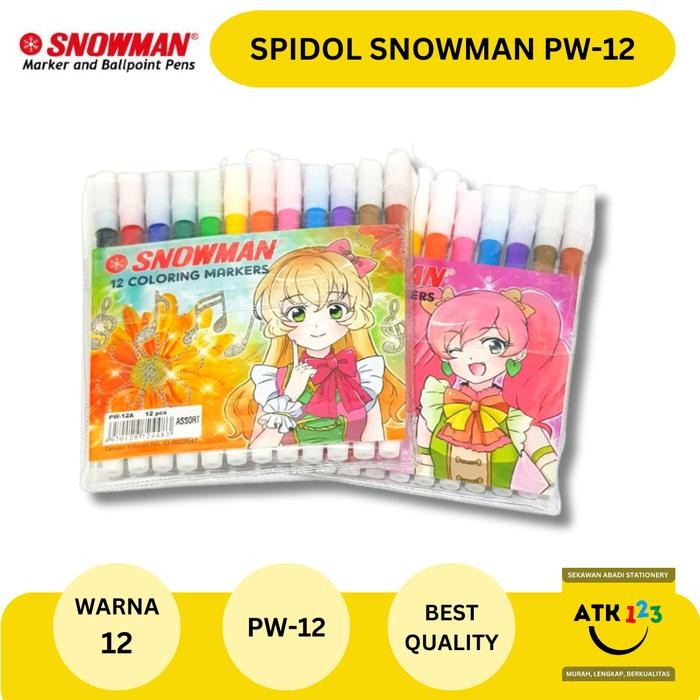 

No.OneBest- Spidol Kecil Permanent Set 12 Warna PW-12 Merk Snowman