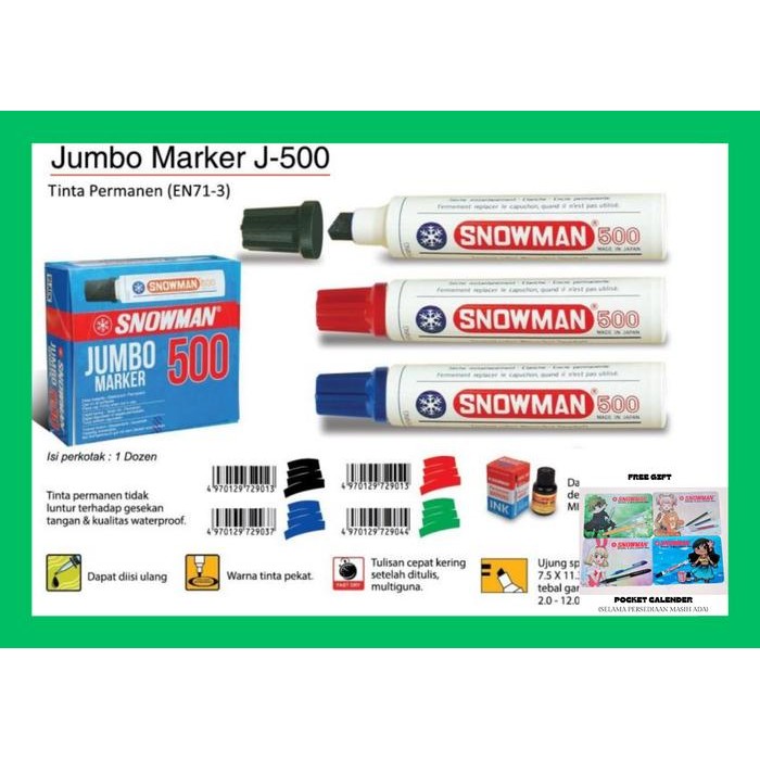 

No.OneBest- Spidol Snowman Permanent Jumbo 500 / Spidol Snowman Jumbo Marker 500