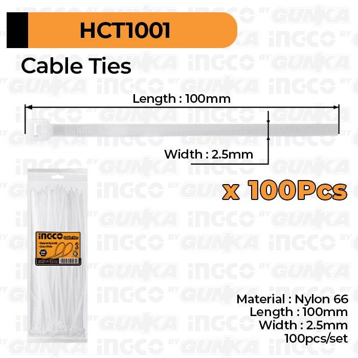 

No.OneBest- 100-Pcs Cable Ties (10cm Putih) INGCO HCT1001 Tali Kabel Tis Tie Nylon