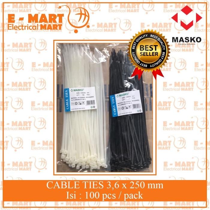 

No.OneBest- KABEL TIES / Tali Tis 25CM Sabuk Kabel 250 x 3.6MM isi 100 Putih Hitam
