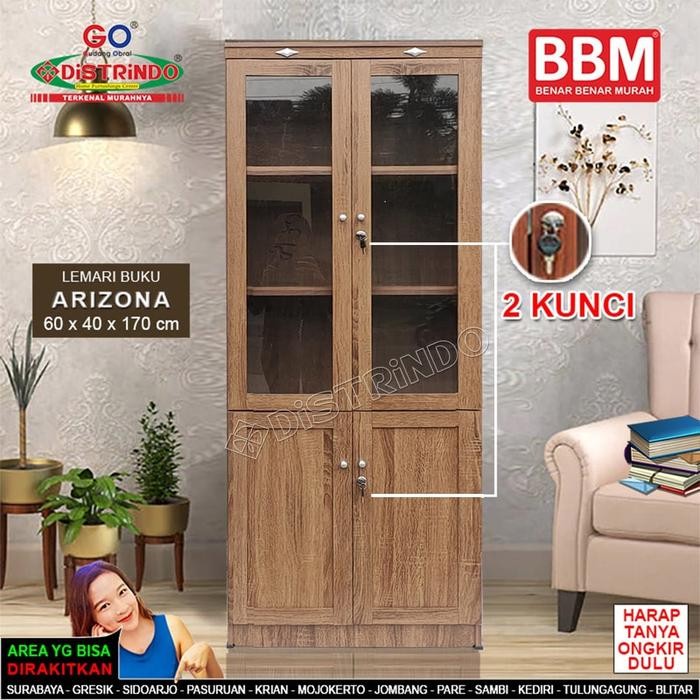 

No.OneBest- Buffet Lemari Buku Arsip Kantor 2 Pintu Kaca dan Bawah 2 Pintu Kayu