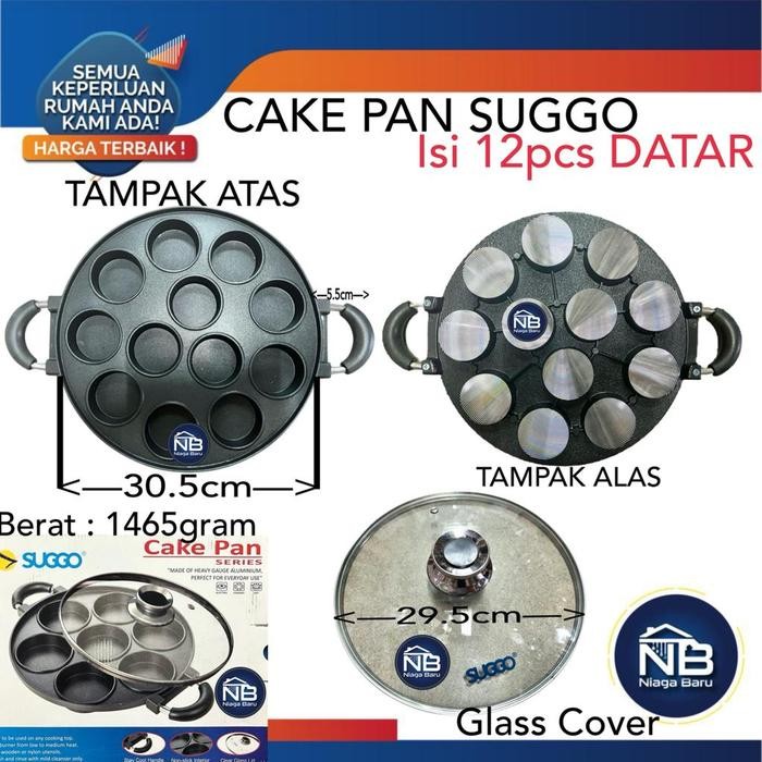 Cetakan kue 12 lubang datar Suggo loyang kue apem
