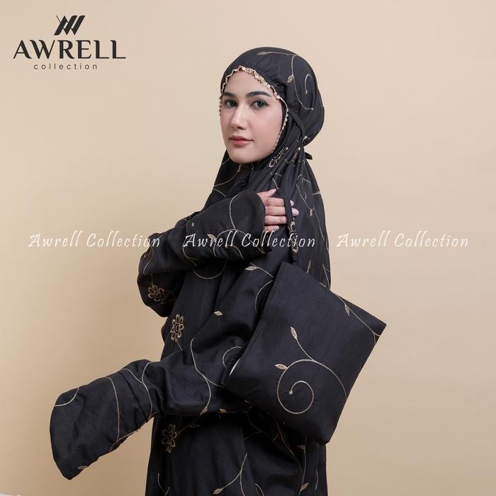 Thameer- Mukena Terusan Katun Bordir Bunga Teratai Putih