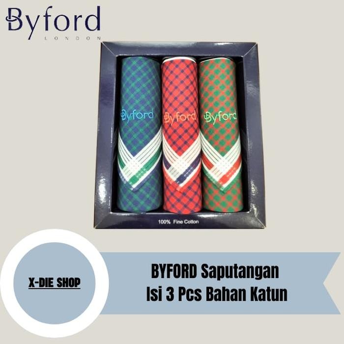 SAPUTANGAN BYFORD ISI 3 PCS KATUN SAPU TANGAN HANDKERCHIEFS X04