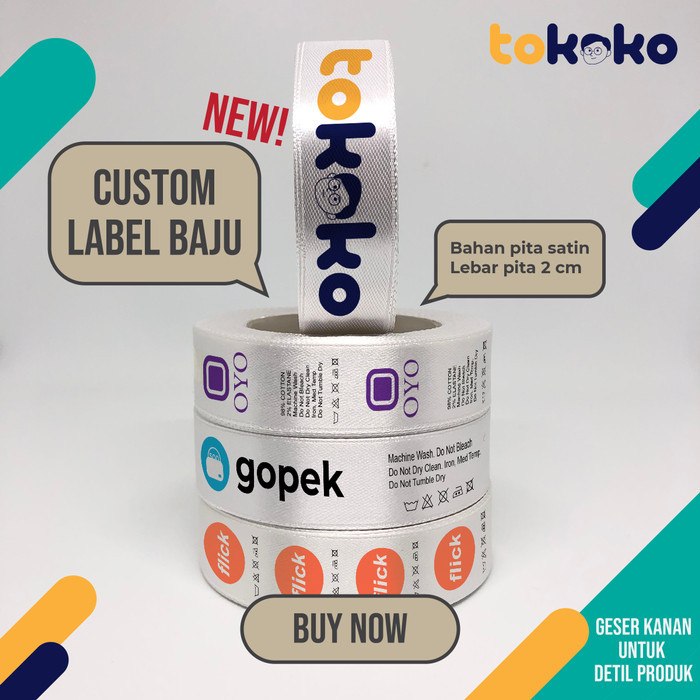 

Label Baju Custom Per 100 Pcs Bahan Satin Berwarna Label Hijab Label P #Gratisongkir