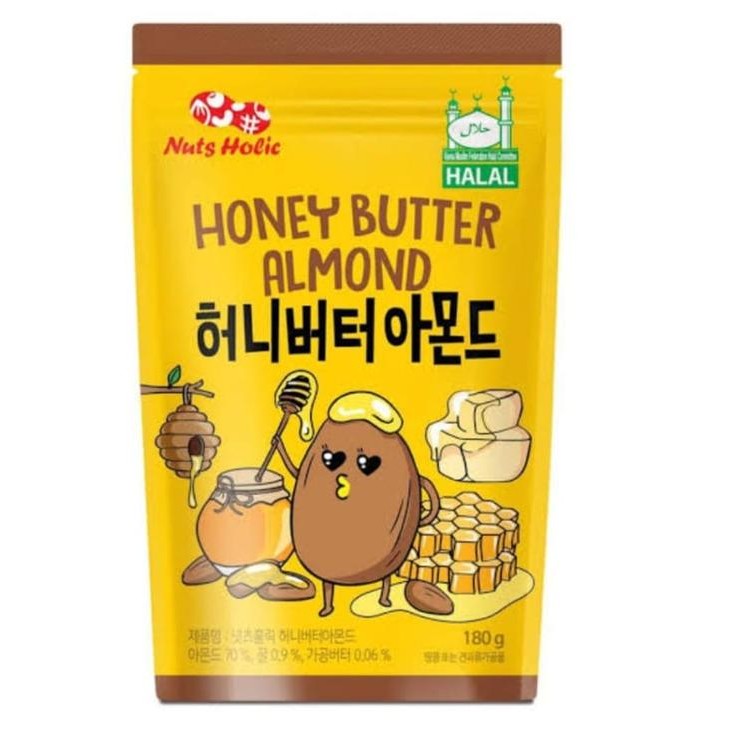 

NUTS HOLIC Korean Almond HALAL 180g Honey Butter Strawberry Banana Wasabi Kimchi Hot Spicy Chicken