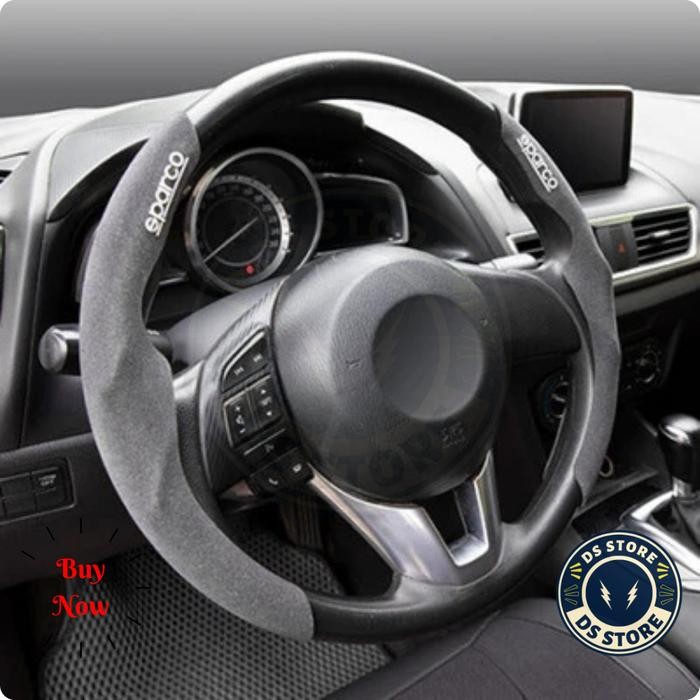BIG SALE Sparco Steering Wheel Cover Sarung Stir Setir Mobil Kain Bludru Hitam