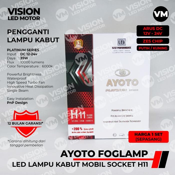 PREMIUM [AYOTO] LAMPU KABUT H11 LED MOBIL (UNIVERSAL UNTUK MOBIL SOCKET H11)