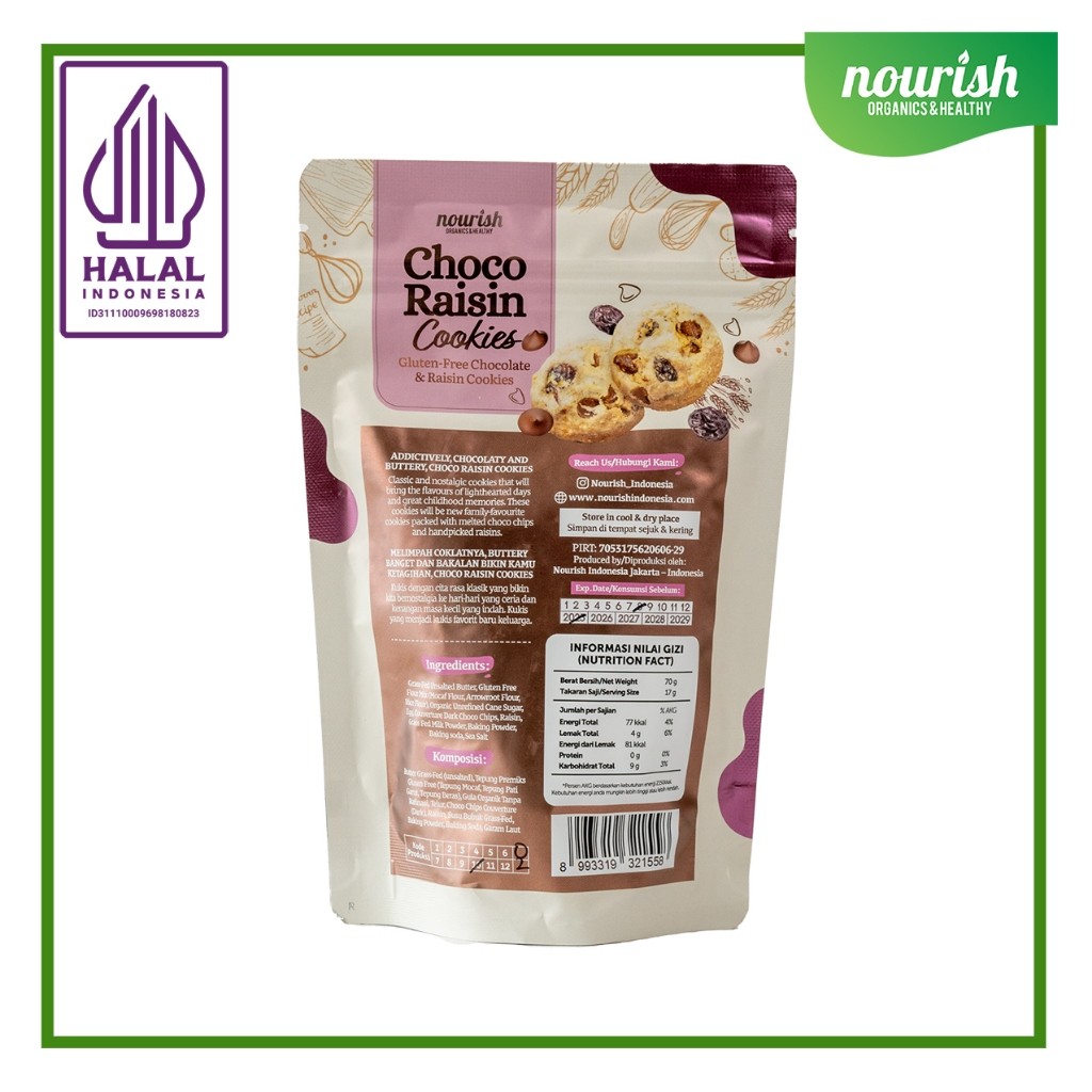 

Choco Raisin Cookies - Gluten Free Chocolate & Raisin Cookies 70gr