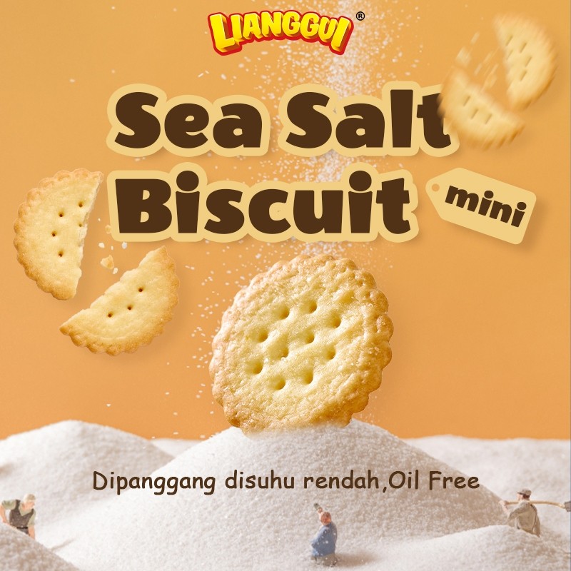 

100pcs Seasalt Biscuit Halal Kue Kering Renyah Gurih Cemilan Sehat untuk Sarapan Lianggui
