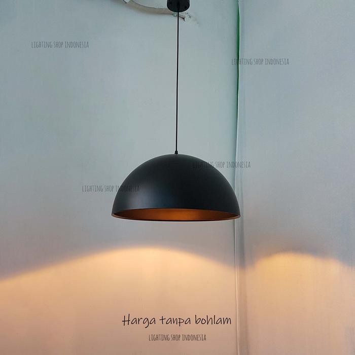 TERBARU Lampu gantung kap besar diameter 50cm hitam hias industrial cafe resto BISA GOSEND