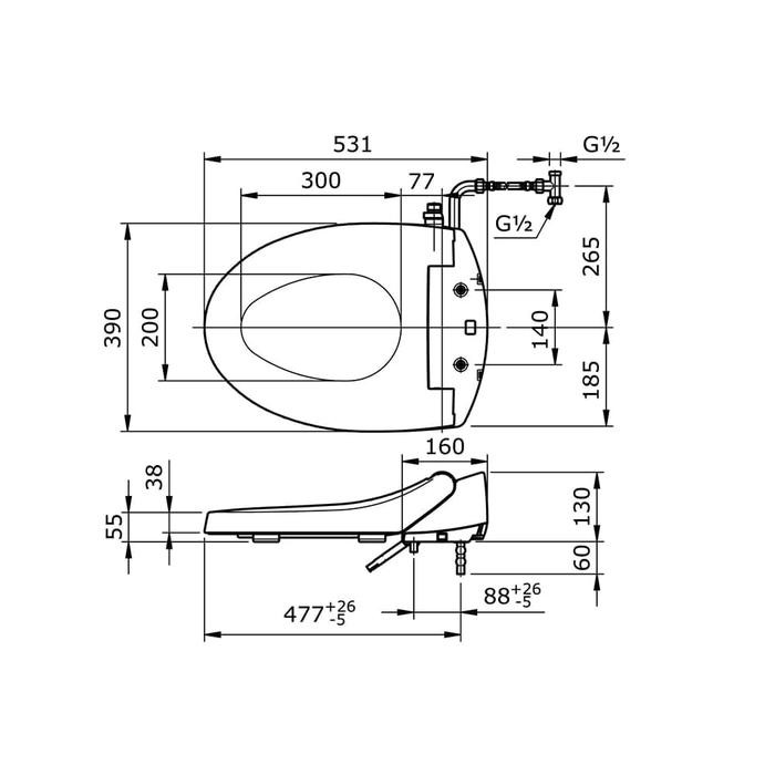 TUTUP CLOSET TOTO TCW04SL / TCW 04 SL ECO-WASHER WITH BIDET