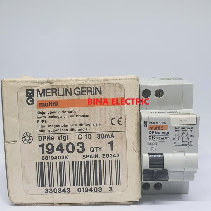 Rccb Rcbo Elcb Multi9/Multi 9 Merlin Gerin Dpna Vigi 10A 2P 300Ma 1P+N