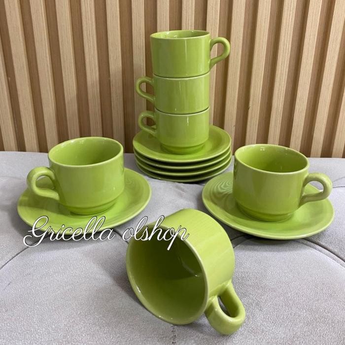 1 Set Gelas Keramik Mewah Isi 12 Pcs / Set Cangkir Kopi Lucky / Set Cangkir Keramik Polos Isi 12 Pcs