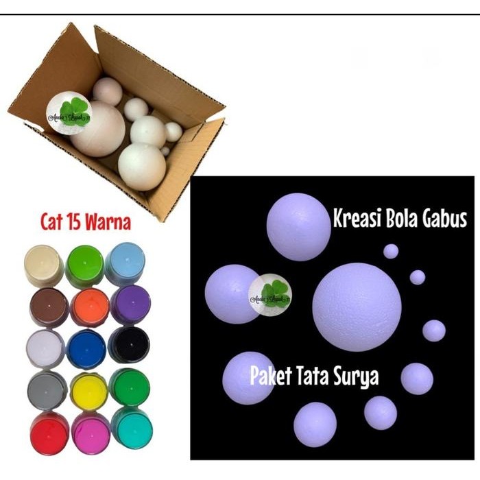 

PAKET TATA SURYA PLANET MATAHARI BOLA GABUS STYROFOAM 10 PCS + CAT 15W