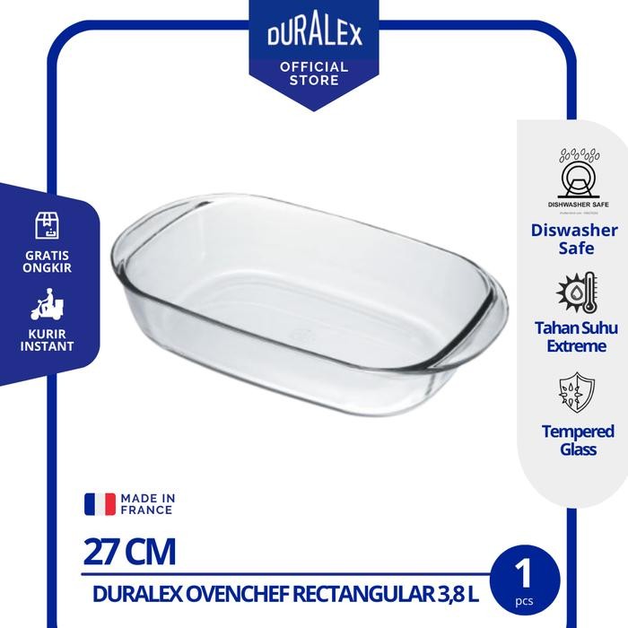 BnYkPilih- Duralex Oven Chef Roaster Clear Rectangular Tempered Glass Set Of 1