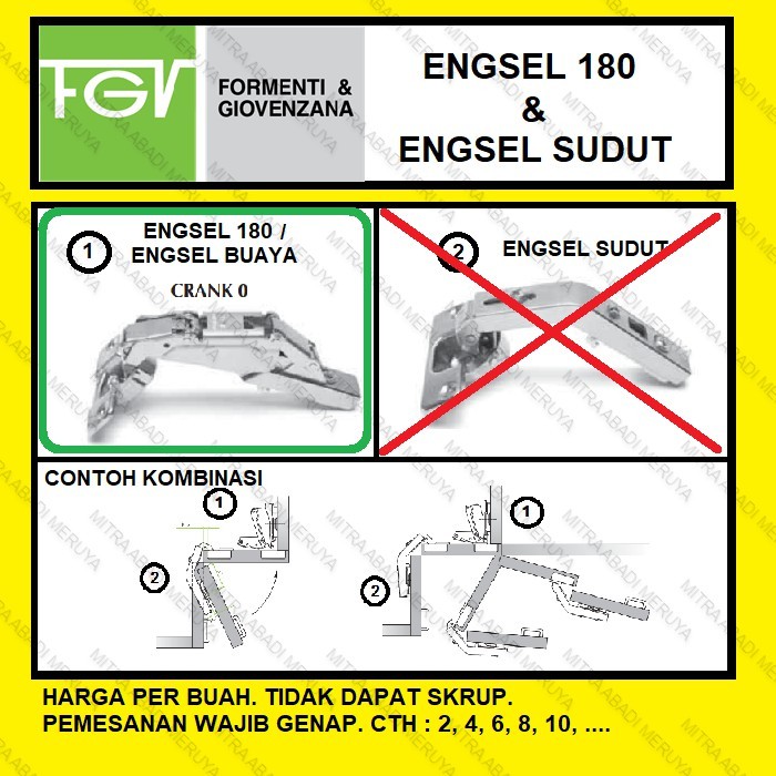 ENGSEL SENDOK FGV 180 DERAJAT SOFT CLOSE ENGSEL 180