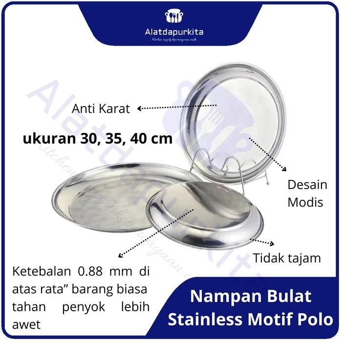 BnYkPilih- Nampan Piring Baki Talam Nasi Kebuli Biryani Tumpeng Bulat Bahan Stainless Steel Tebal
