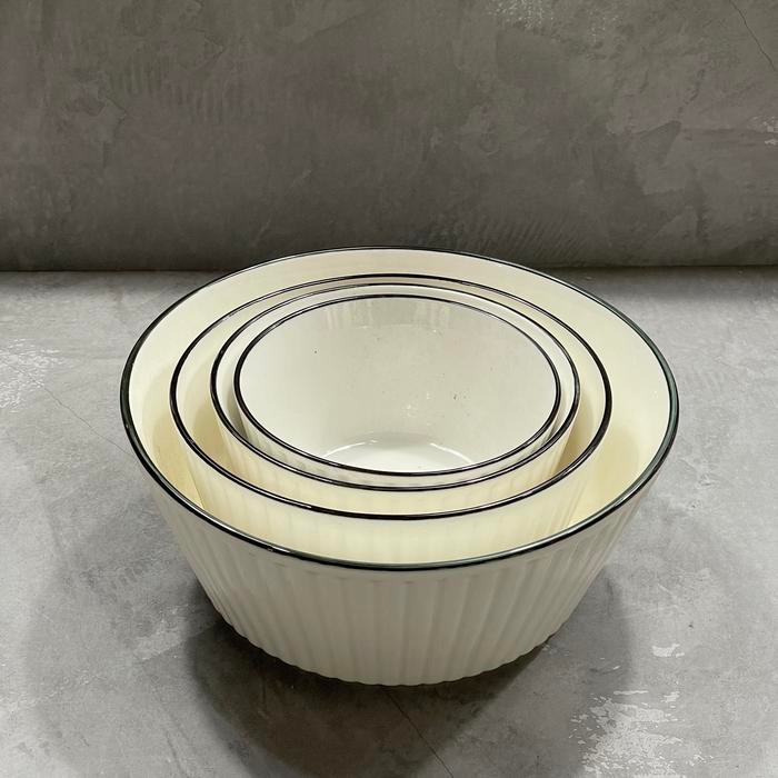 BnYkPilih- Zen Mangkok Keramik Porselen Putih / White Textured Bowl