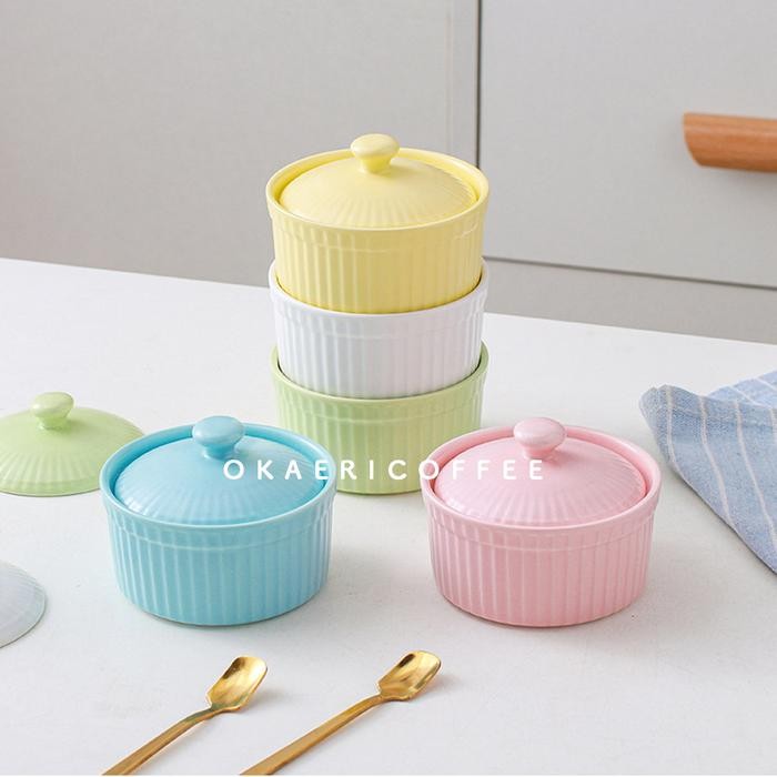 BnYkPilih- Mini Ceramic Bowl With Lid / Mangkok Keramik / Ramekin Oven + Tutup